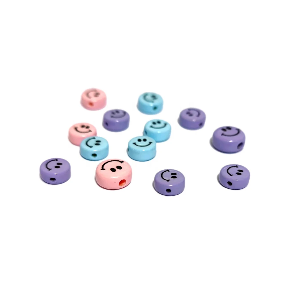 
Smile Face Colorful Custom Style Flat Round Smiley Slime Charms Happy Face Resin Beads 