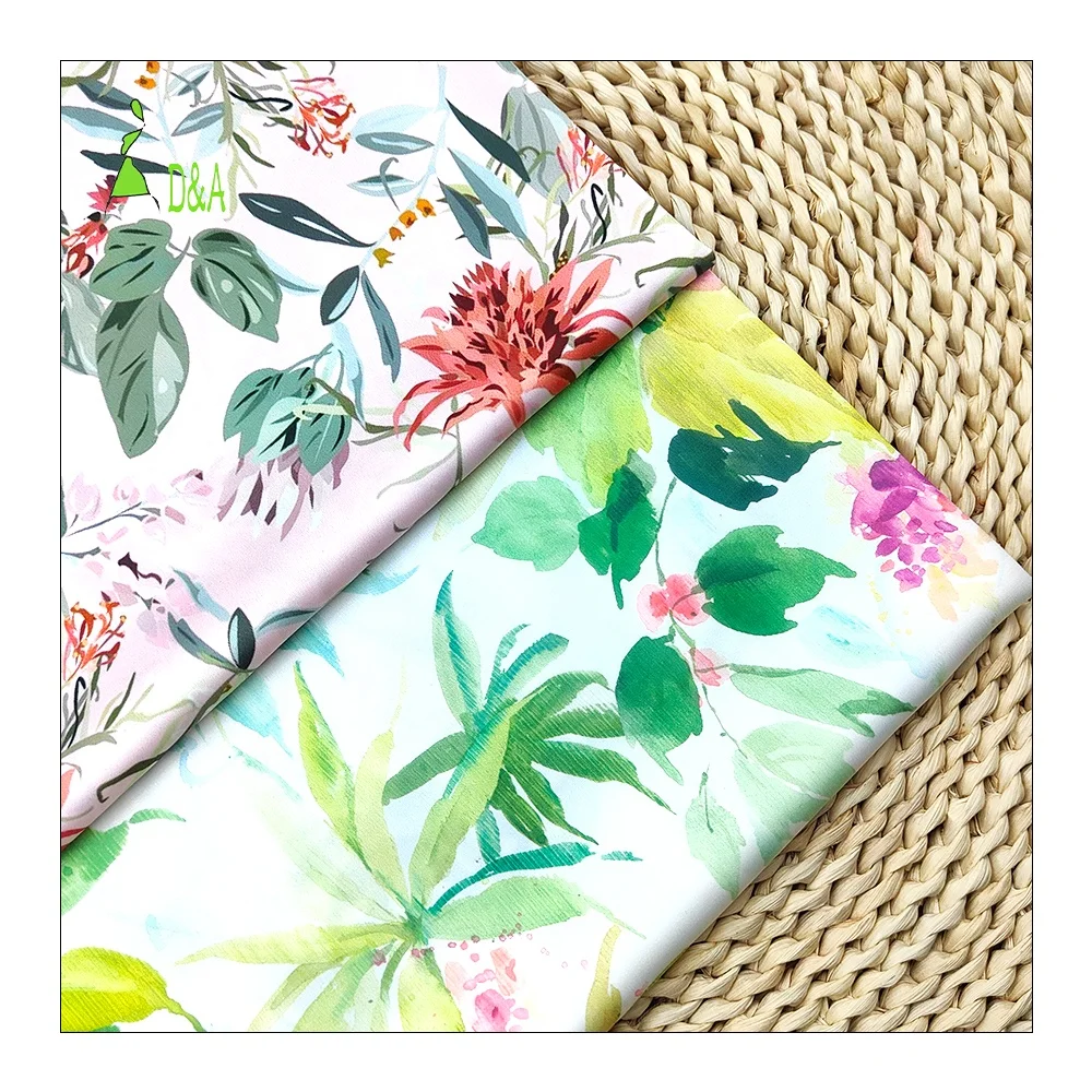 Hot Sale Custom Digital Printing Flower Silky Satin Chiffon Floral Printed Silk Satin Fabric for Women Clothing Dress