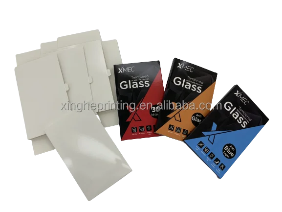 Wholesale Custom Printed Card Paper Phone Tempered Glass Screen Protector Box Packaging