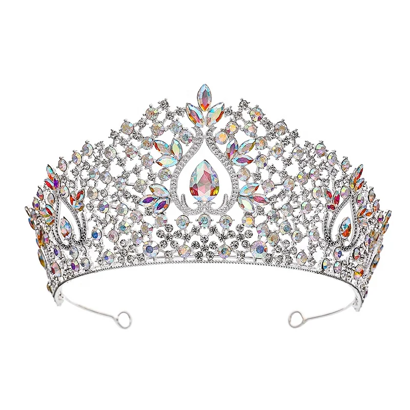 Yiwu produces bridal headwear  Queen AB rhinestone zircon crown  wedding dress  hair accessories