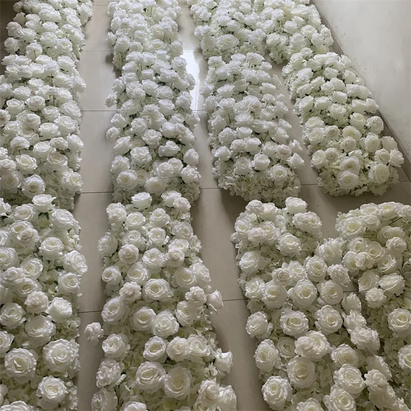A-187 High Quality White Wedding Rose Flower Table Runner Centerpiece Decoration Flowers for Wedding Decoration