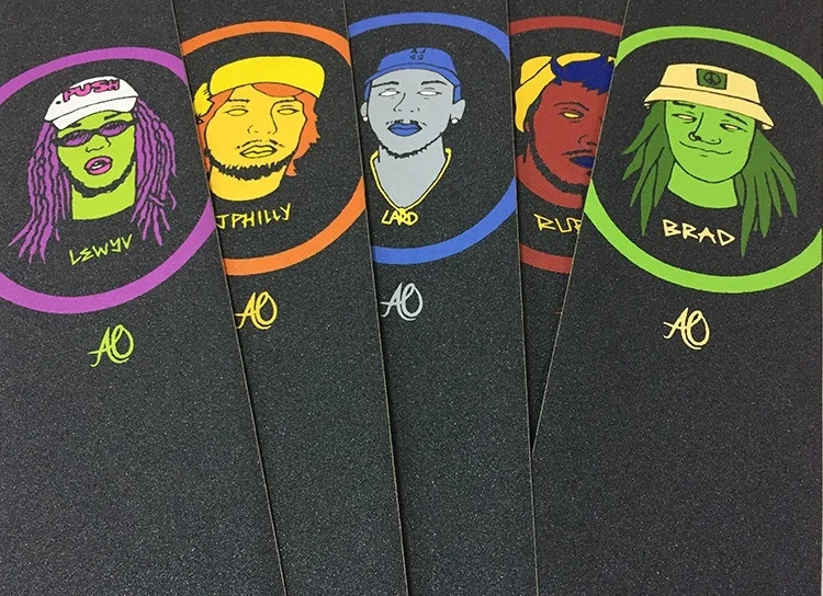 OEM Skateboard Stickers Waterproof and antiskid Sandpaper 80AB Custom printed Logo Skateboard Griptape skateboard grip tape