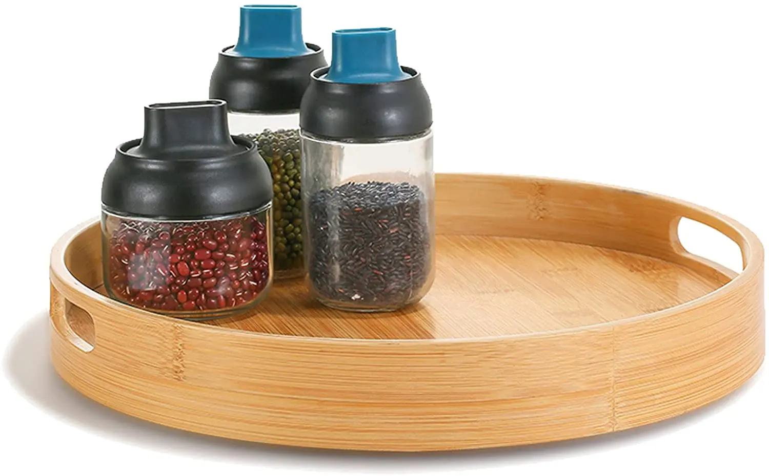 Simple 360 Degree Rotating Tray Bamboo Restaurant Home Kitchen Tabletop Round Lazy Susan Dining Table Serving Turntable