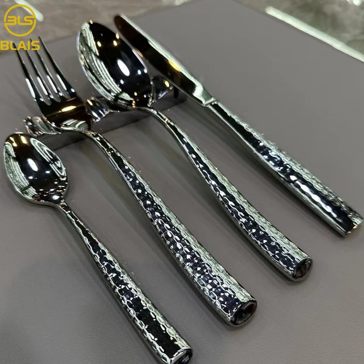 modern fancy Hammer point heavy thick cutlery sets luxury high quality stainless steel 304 flatware for wedding catering