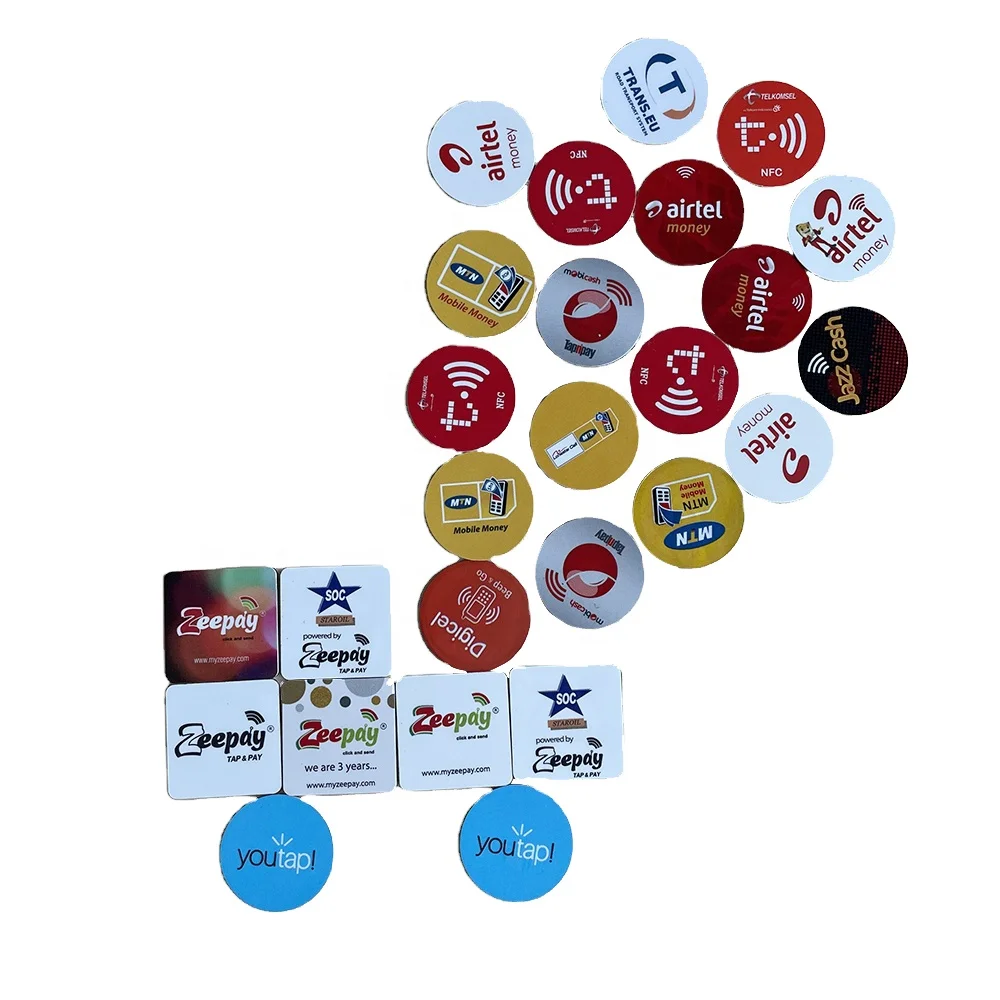 Factory custom Dia 13-50MM Passive contactless round 13.56mhz rfid token NFC pvc coin tag