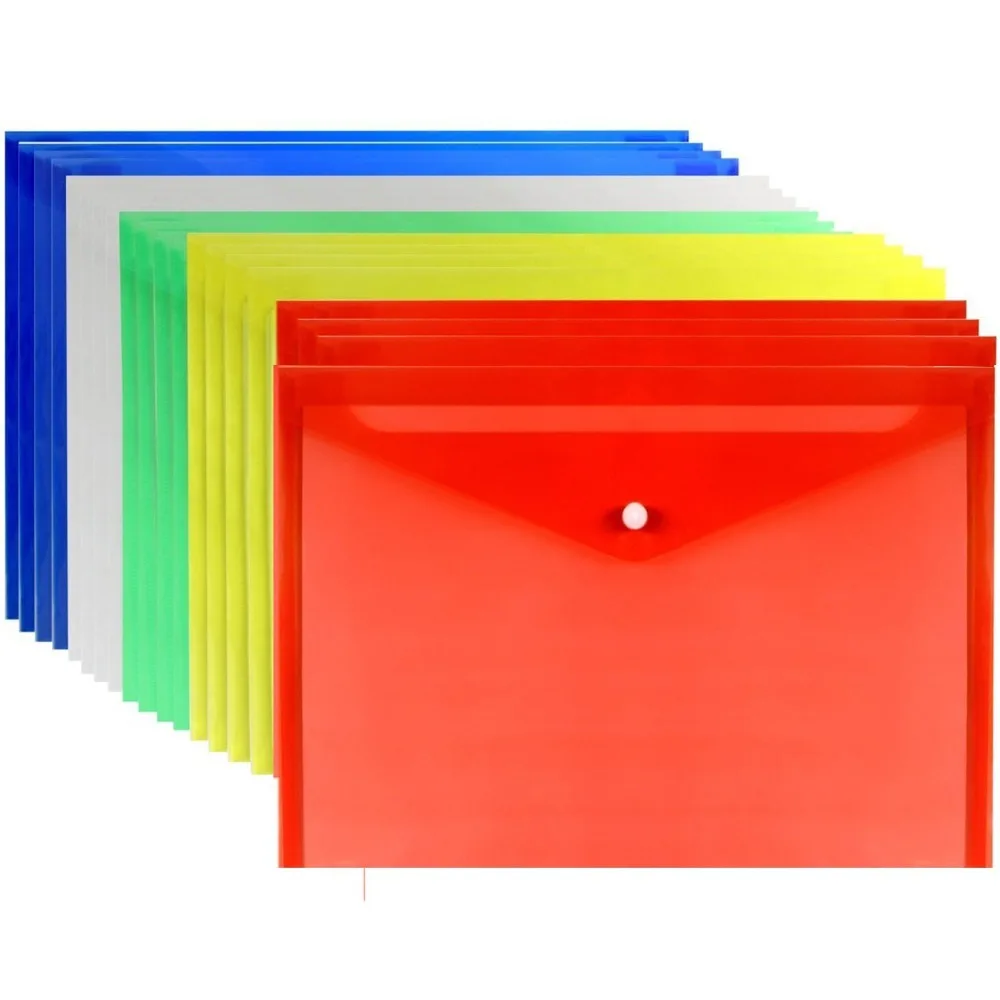 Clear Plastic Envelopes Poly Zip Envelopes File Folders Translucent Expanding Document Wallet Pouch with Zipper