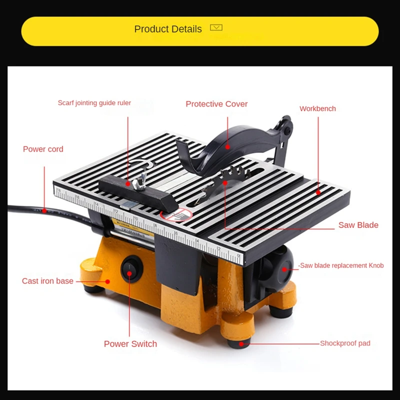 60W Multifunction Mini Bench Saw for Cutting Wood Copper Aluminium Mini Table Saw Mini Cutting Machine DIY Model Cutting