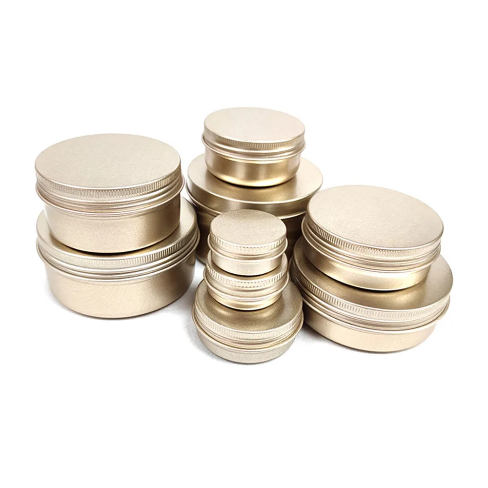 Custom embossing logo cosmetic can aluminium tins gold cosmetic cream tin containers