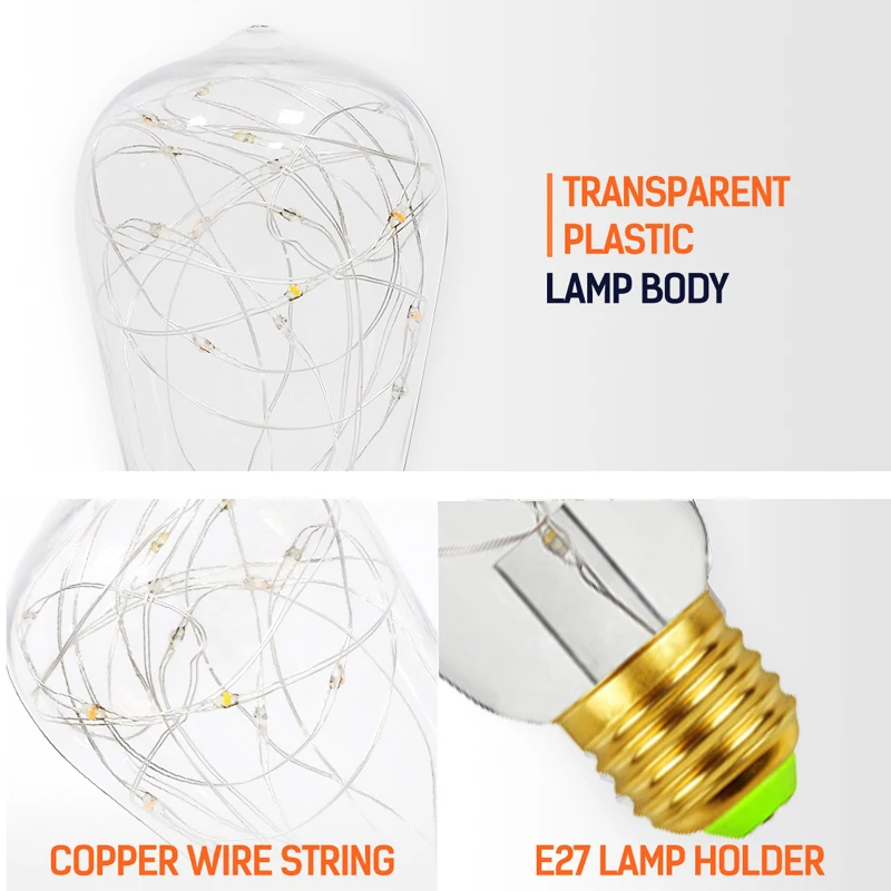 
LED Copper Lamp ST64 1.5W Brass Base Optional Screw E26/E27/B2 Tea Green Environmental Protection Energy Saving 