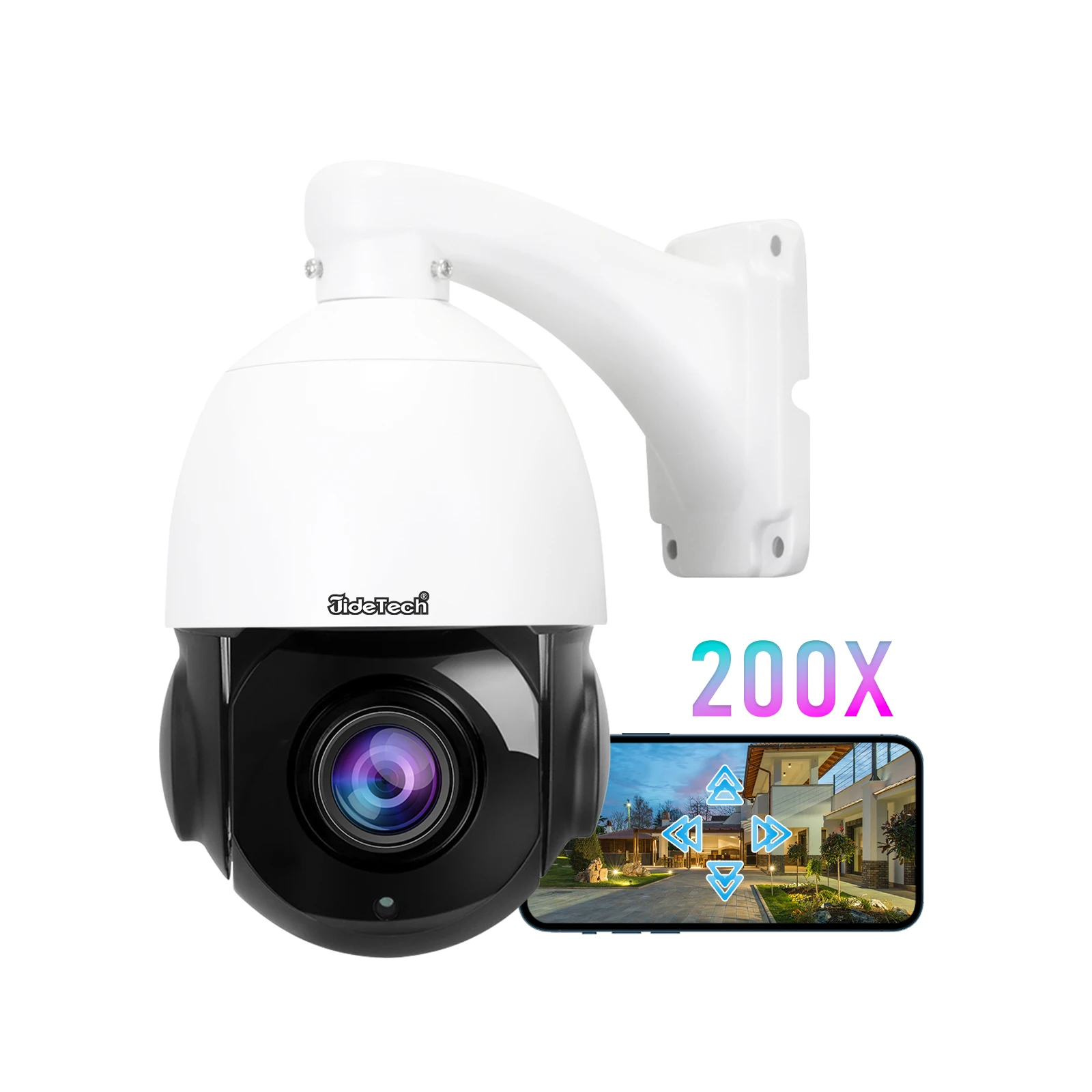 Водонепроницаемая наружная сетевая камера JideTech 5MP POE PTZ 20X оптический зум с ночным видением и гуманоидным обнаружением IP-безопасности IP66