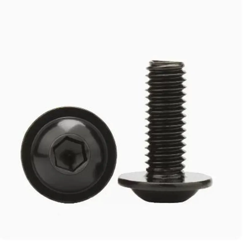 Stainless Steel Flange button head screw m2 m2.5 m3 m4 m6 ISO7380.2 Grade 10.9 black steel  Washer Head Hex Socket Allen Screw