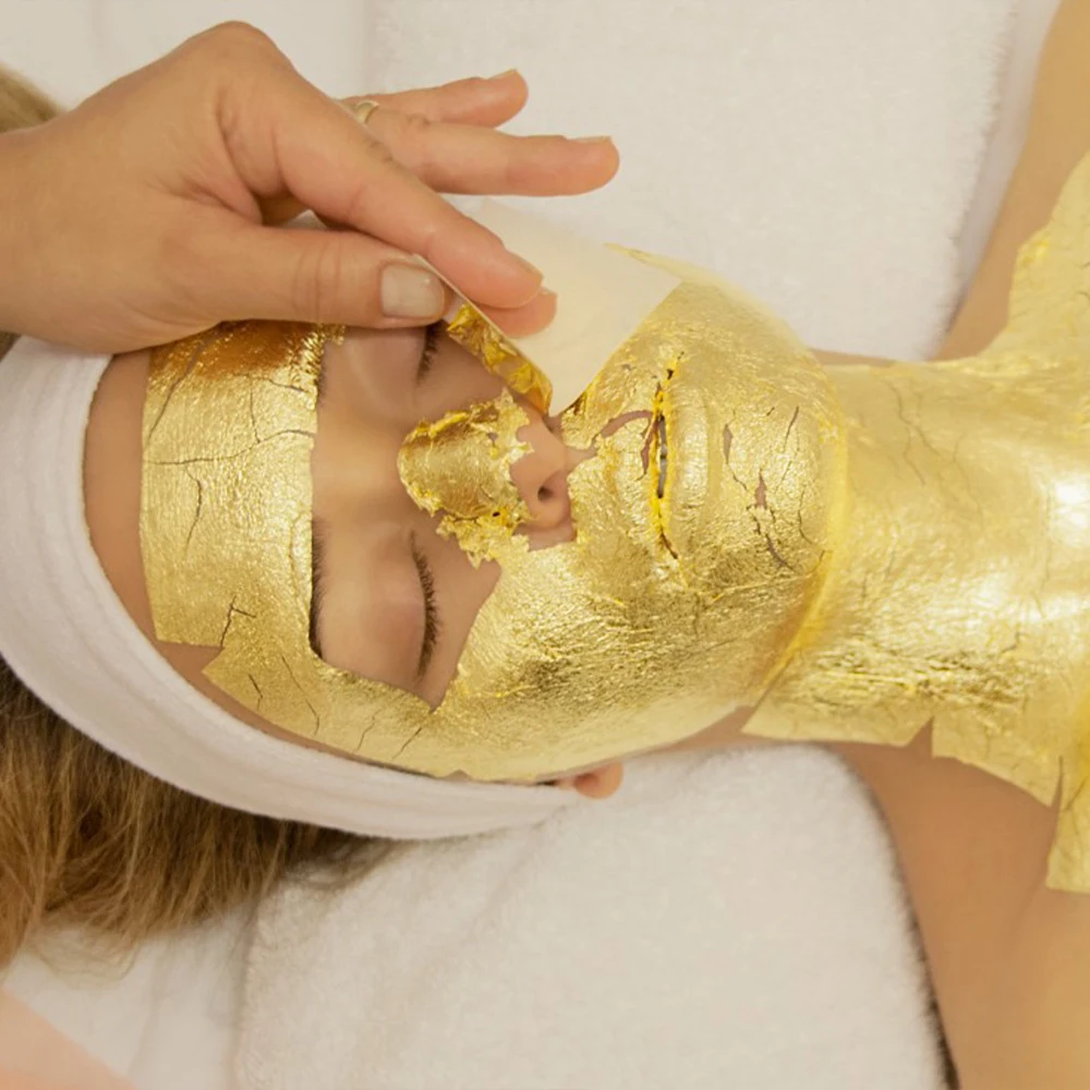 9.33*9.33 cm 25 Sheets/Transfer Pack High Quality gold leaf foil 24 k Edible gold flakes for cosmetics skin care real gold leaf