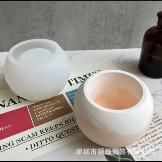 Round flowerpot silicone mold DIY meaty flowerpot mirror resin plaster silicone mold