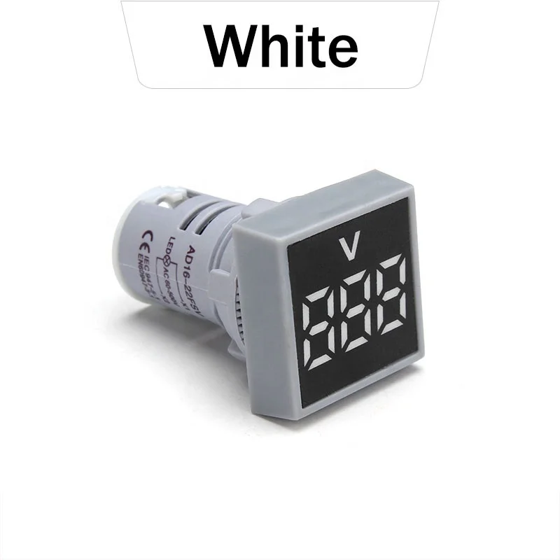 22mm Voltmeter LED Digital Voltage Meter Indicator Light AC 12-500V Square Panel Voltage Tester Red Blue Yellow Green White