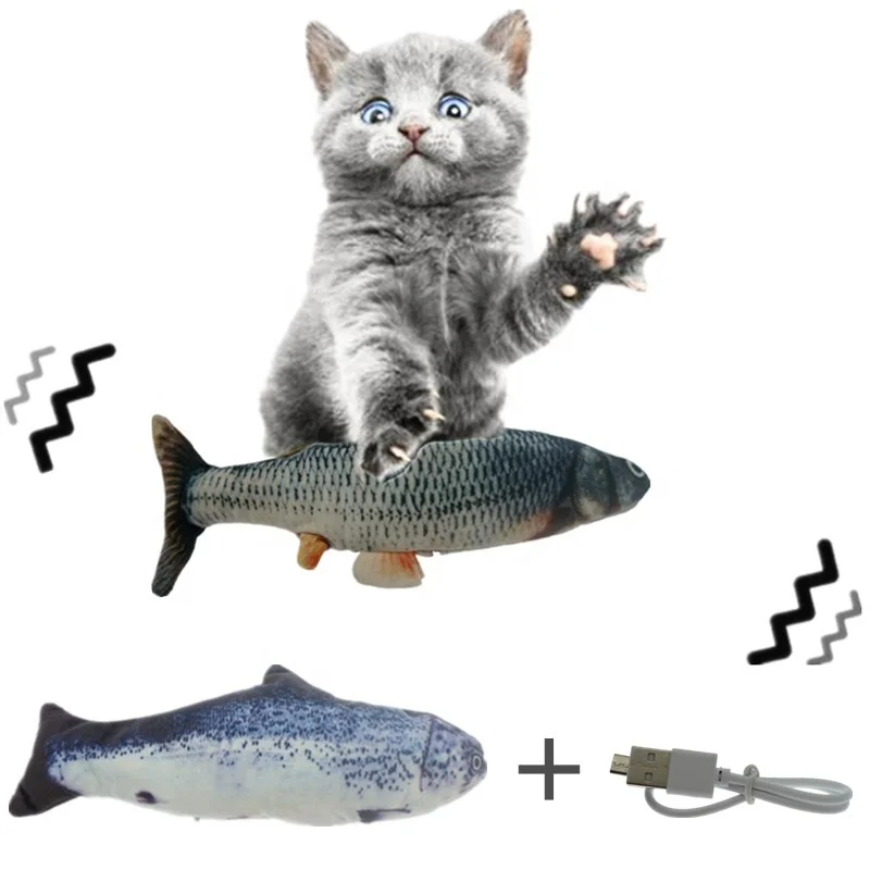 30CM Pet Cat Toy Electric USB Charging Simulation Dancing Moving Floppy Fish Cats Toy For Pet Toys Interactive Dog Dropshipping