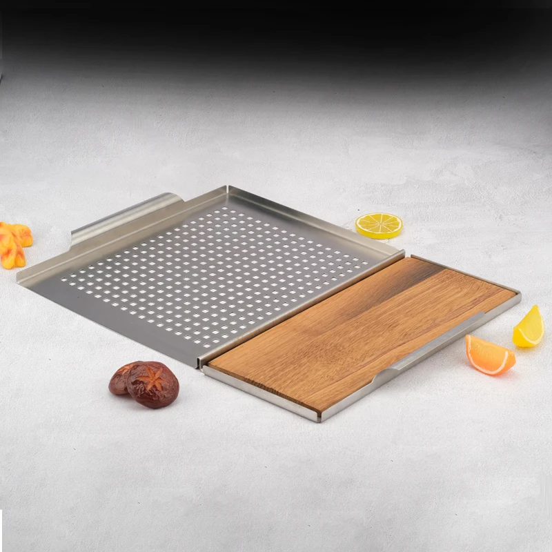 Hot sale stainless steel  bbq grills tray with wood plank