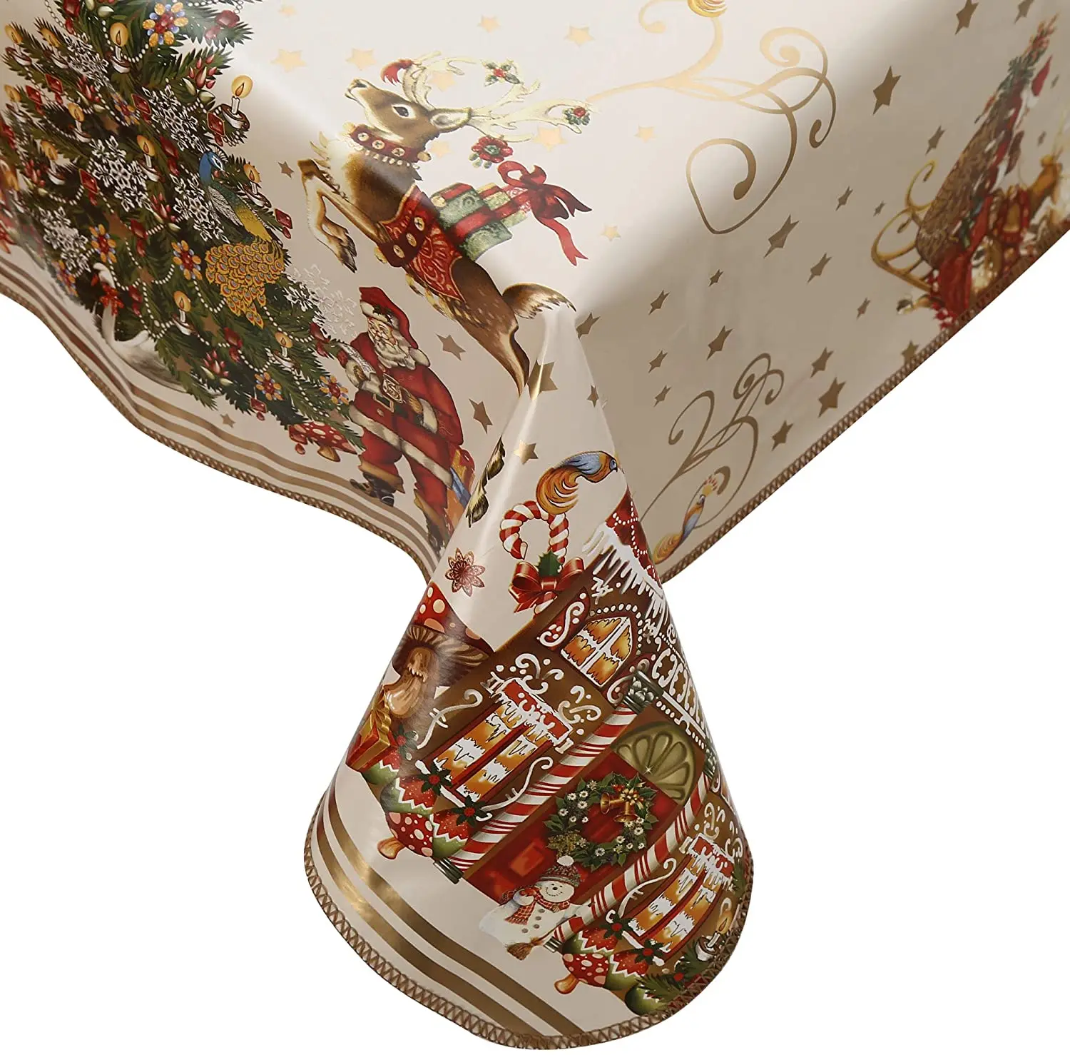 Christmas Party Decorative Waterproof Disposable Plastic Tablecloth Table Cover for Rectangular Table