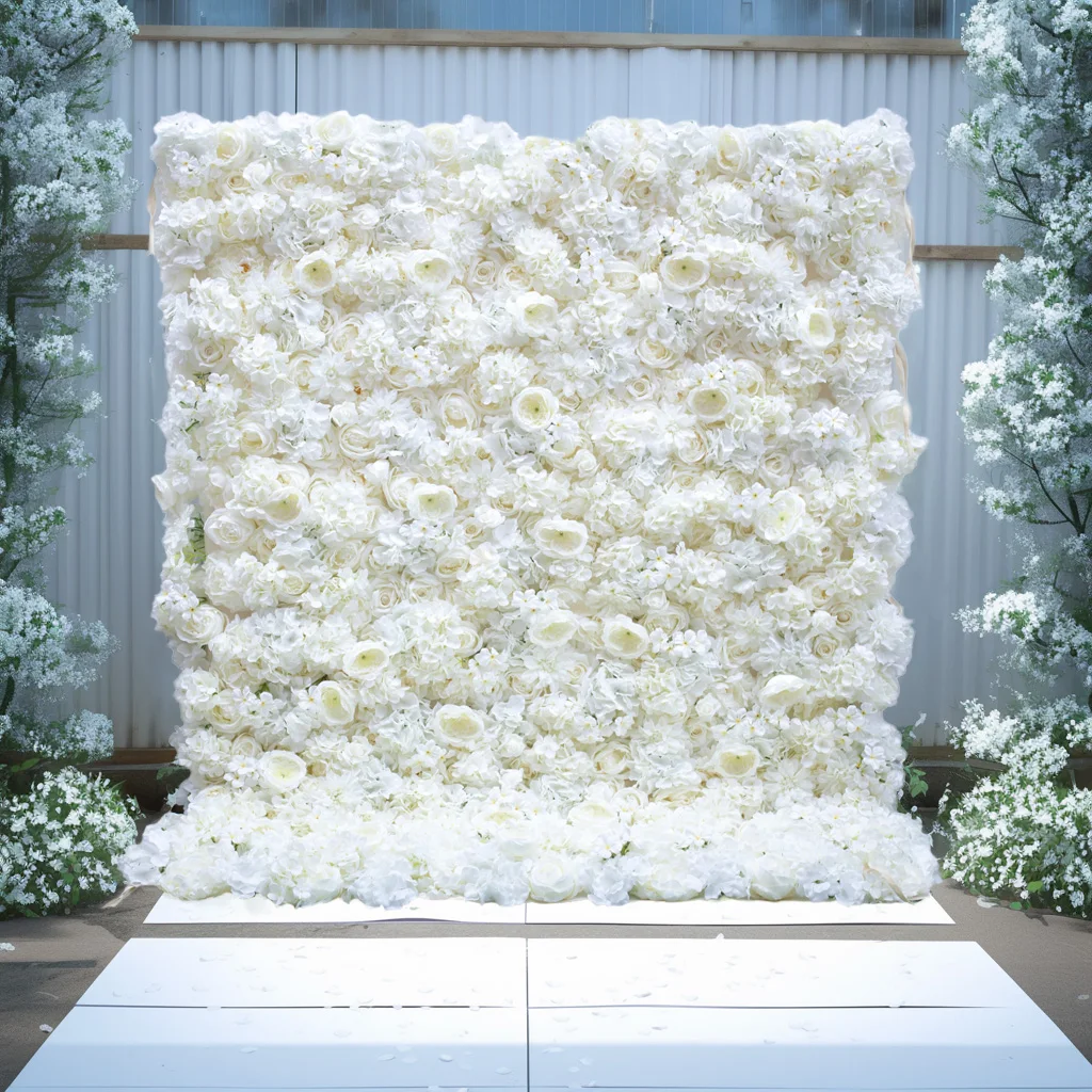 hot selling products 2024 amazon Artificial roll up silk flowers wall backdrop panels stands decor for Wedding Home Decoration