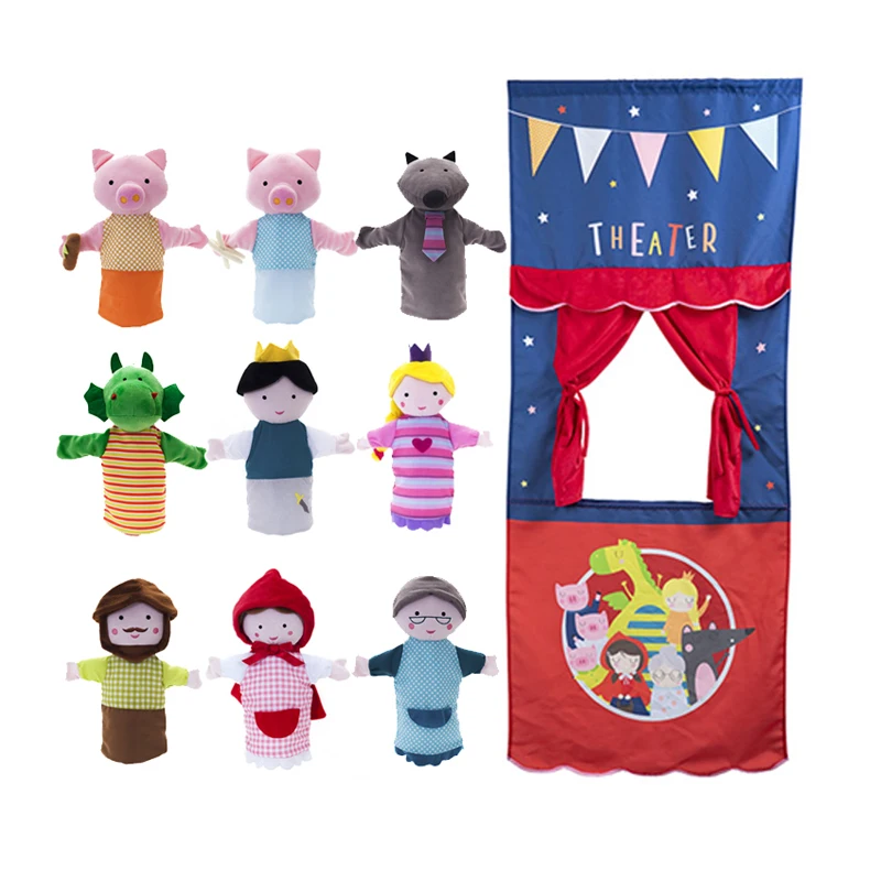 High Quality Green Dragon Hand Dinosaur Animal Stuffed Toys Finger Doll Baby  Interactive Toys Educational Push Puppet