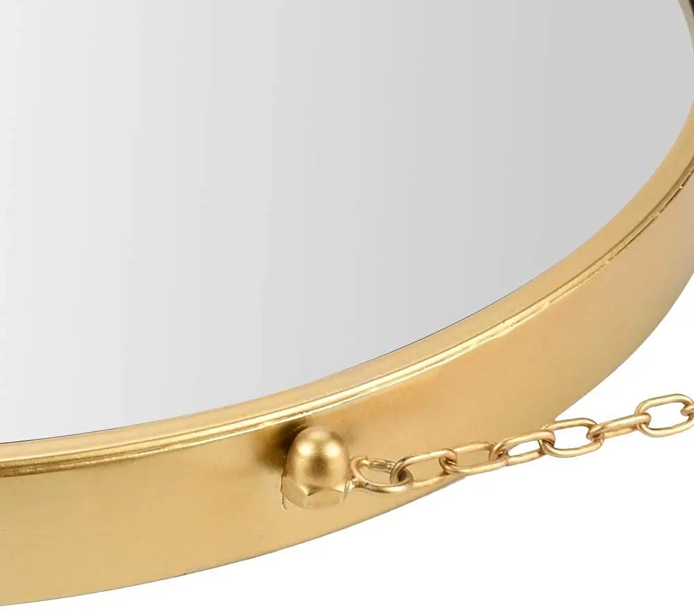 17.7 inch Gold Brass Round Decorative Wall Mounted Metal Mirror