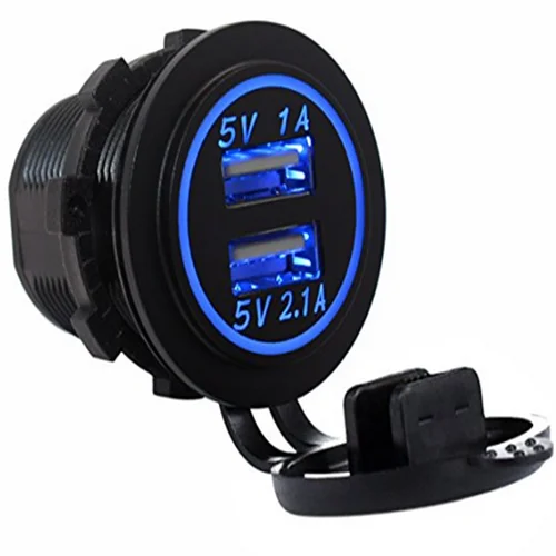12 В 1A 2.1A Водонепроницаемый Dual USB порт разъем питания зарядное устройство заподлицо для авто
