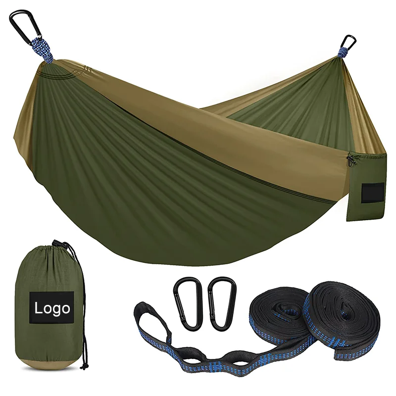 210T Nylon Fabric Parachute Portable Outdoor Kids Hammock with 2 Tree Straps Two Person Lightweight Hammock for Backpacking