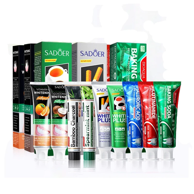 BIOAQUA SADOER Sea Salt Soda Toothpaste Oral Care Whitening Teeth Fruit Flavor Coconut Propolis Herbal Ginger Mint Toothpaste