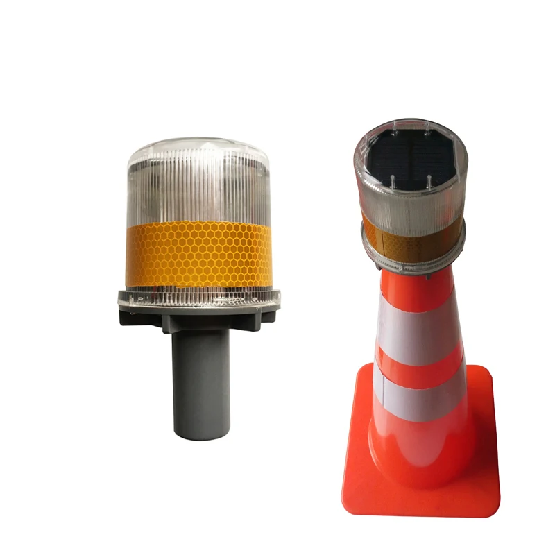 Roadside emergency Solar LED flashing warning beacon light with reflective tape
