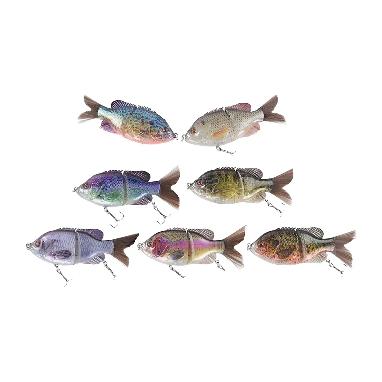 12cm Plastic ABS Silk Tail 2 Sections Sunfish Simulation Multi-Section Bait S-Shaped Flexible Underwater Swimming River Lake