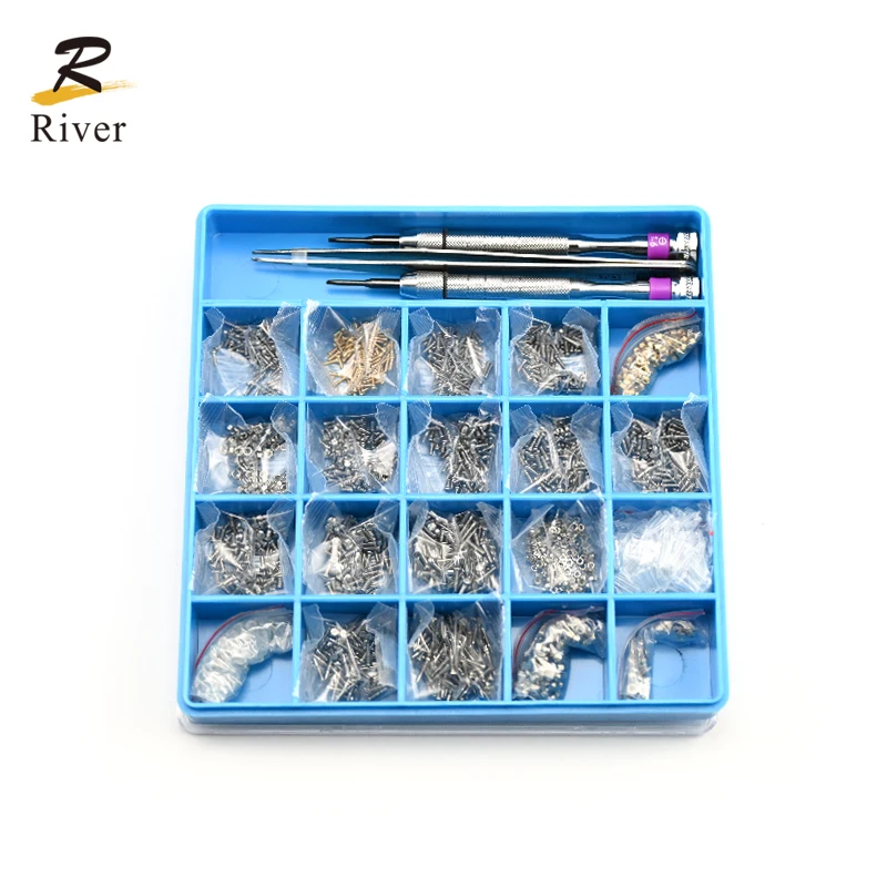 Optical Eyeglass Repair Kit Replacement Nose Pads Screw Driver Screwdrivers Stainless Steel Screws Kit with Plastic B
