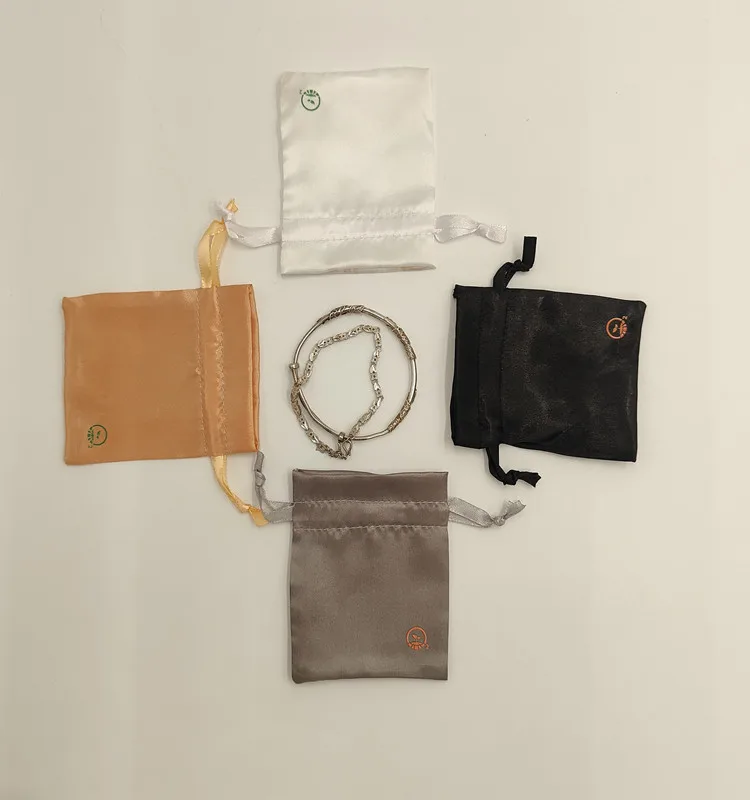 High End Large Satin Drawstring Bag For Hair Extension Wig Luxury Underwear Silk Storage Pouch anti-oxidation Gift Satin Bag