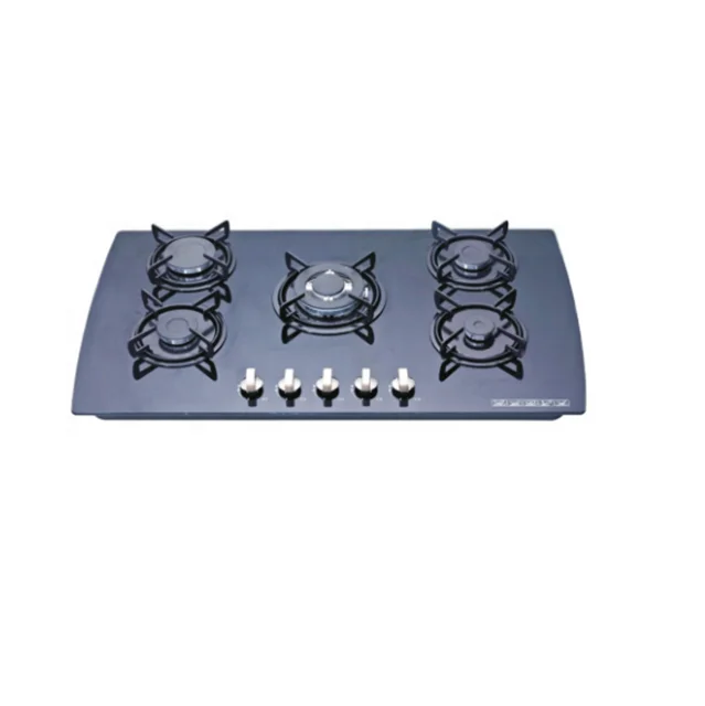 High Quality Black tempered glass built-in 5 China sabaf gas hob