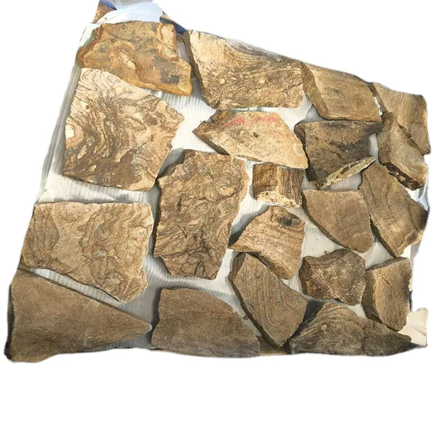 Golden or Yellow Sandstone Irregular Shape Stacked Random Rock Wall Stone