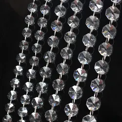 K9 Best Quality 5meter Clear Glass Octagon Beaded Garland For for wedding decoration
