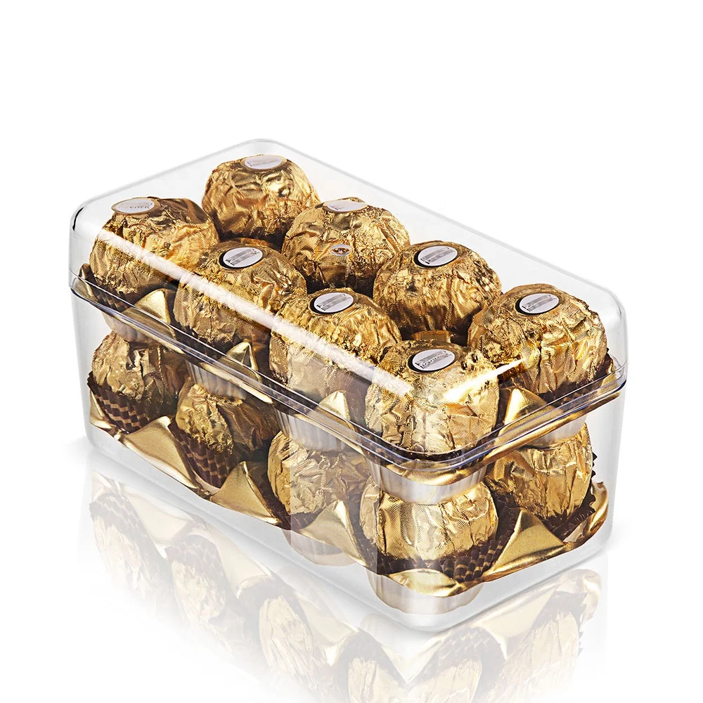 Eco friendly double layer rectangle shape luxury chocolate box with golden tray