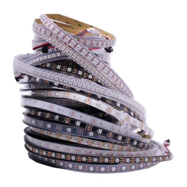 Black/White PCB WS2812 IC pixel led strip 30/60/74/96/144 leds/m ,IP30/IP65/IP67 addressable rgb led strip 5v