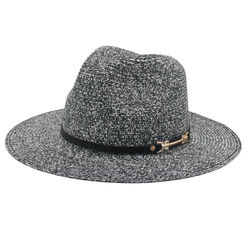Wholesale Soft Foldable Panama Hat Fedora Belt Decorate Beach Sun Straw Hat for Women Headwear