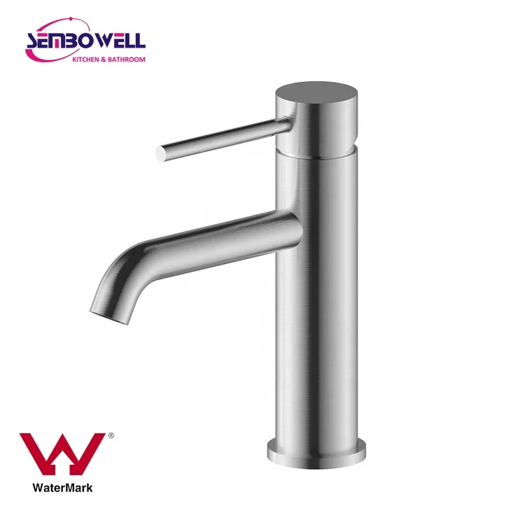 Watermark 304 Stainless Steel Brushed Gold Finish Stainless Steel Basin Mixer Single Handle Faucet Rubinetteria Bathroom Tap