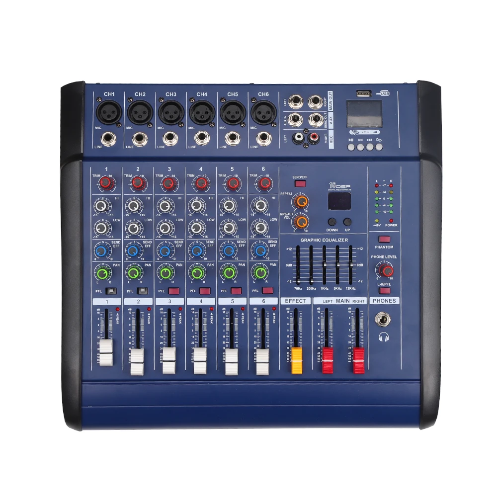 Hot Selling 6 Channel 602D USB Powered 200W Amplifier Mixers