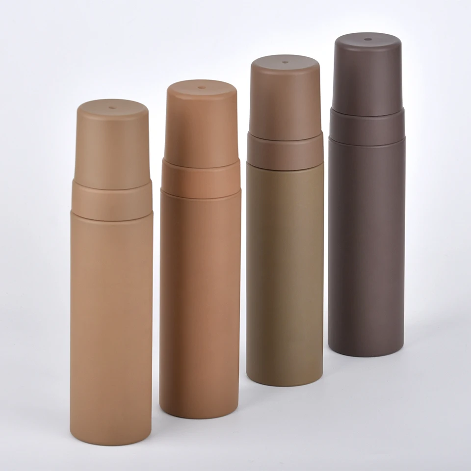 Hot Sale Empty Plastic Packaging Foaming Pump Bottle 210ml Brown Black  PET Face Wash Mousse  Hand Soap Dispenser Foam Bottle