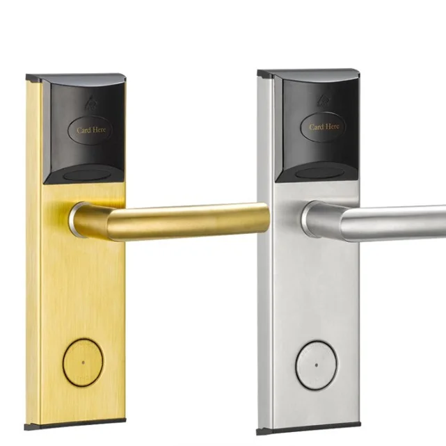 Silver and Gold smart rfid hotel lock system home hotel electronic door handle lock smart hotel door lock system price