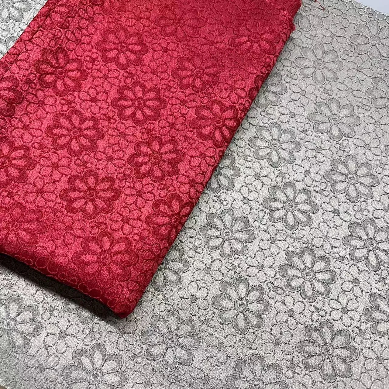 7706 Brocade Jacquard Fabric With Embossed Textured Raised Pattern For Making Chinese Silk Robe Mandarin Gown Cheongsam Dresses