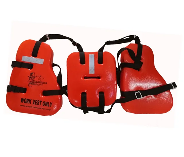 Marine Oil Workers Using Three-Pieces Life Jacket