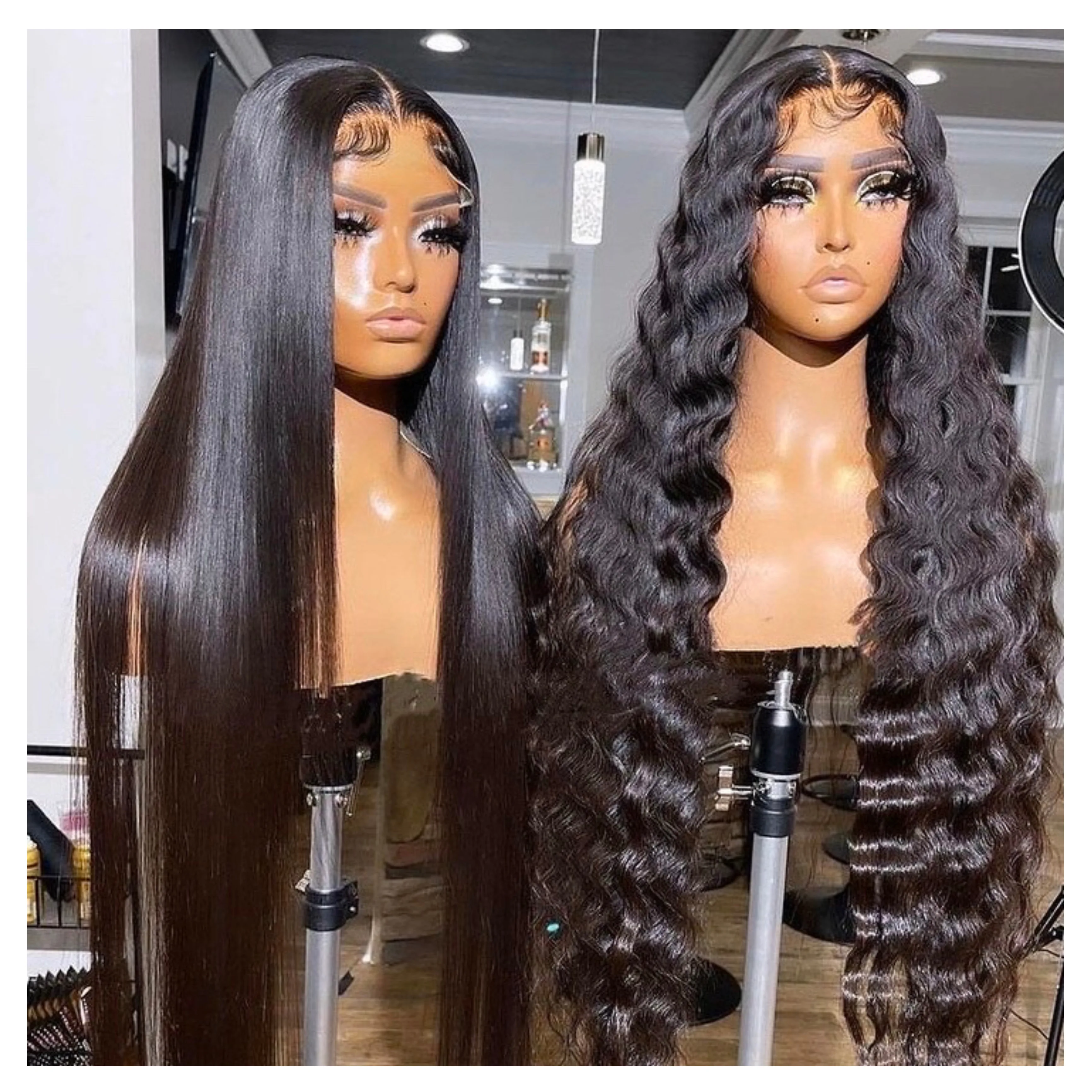 30inch  Deep Wave Transparent HD 13*4 13*6 360 Full Lace Front Wigs , glueless virgin brazilian pre pluck lace human hair wigs