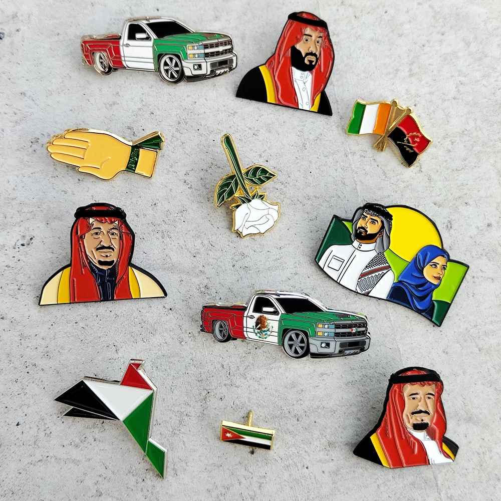 2024 Products Gift Box Brooch Custom Metal Crafts Badges Lapel Pins Saudi National Day Enamel Pins