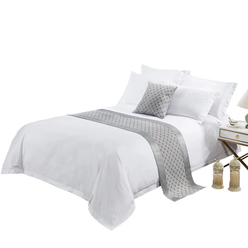 300TC White Stripe Design 5 Star Luxury Hotel Linen Bed Sheet Set