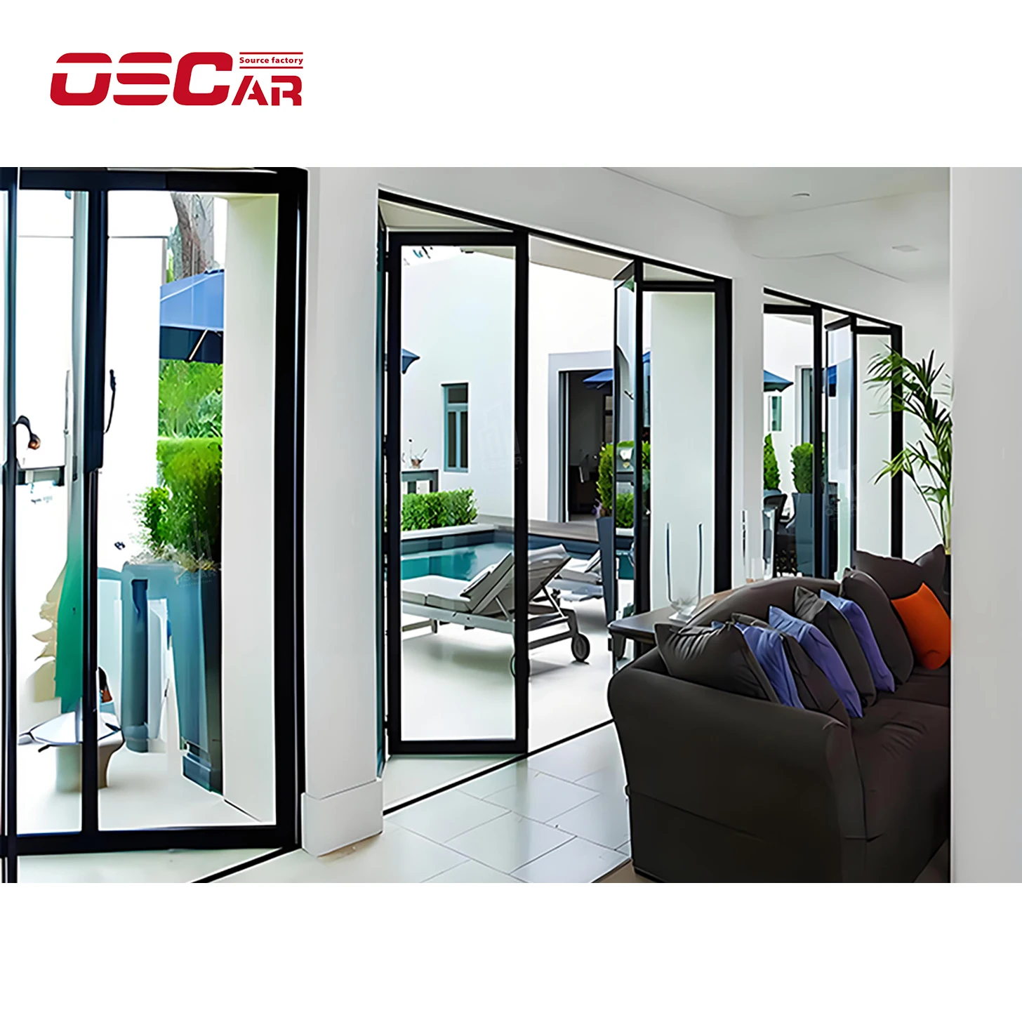 Oscaracso The new listing 3D model design aluminum folding door with frame bathroom folding door