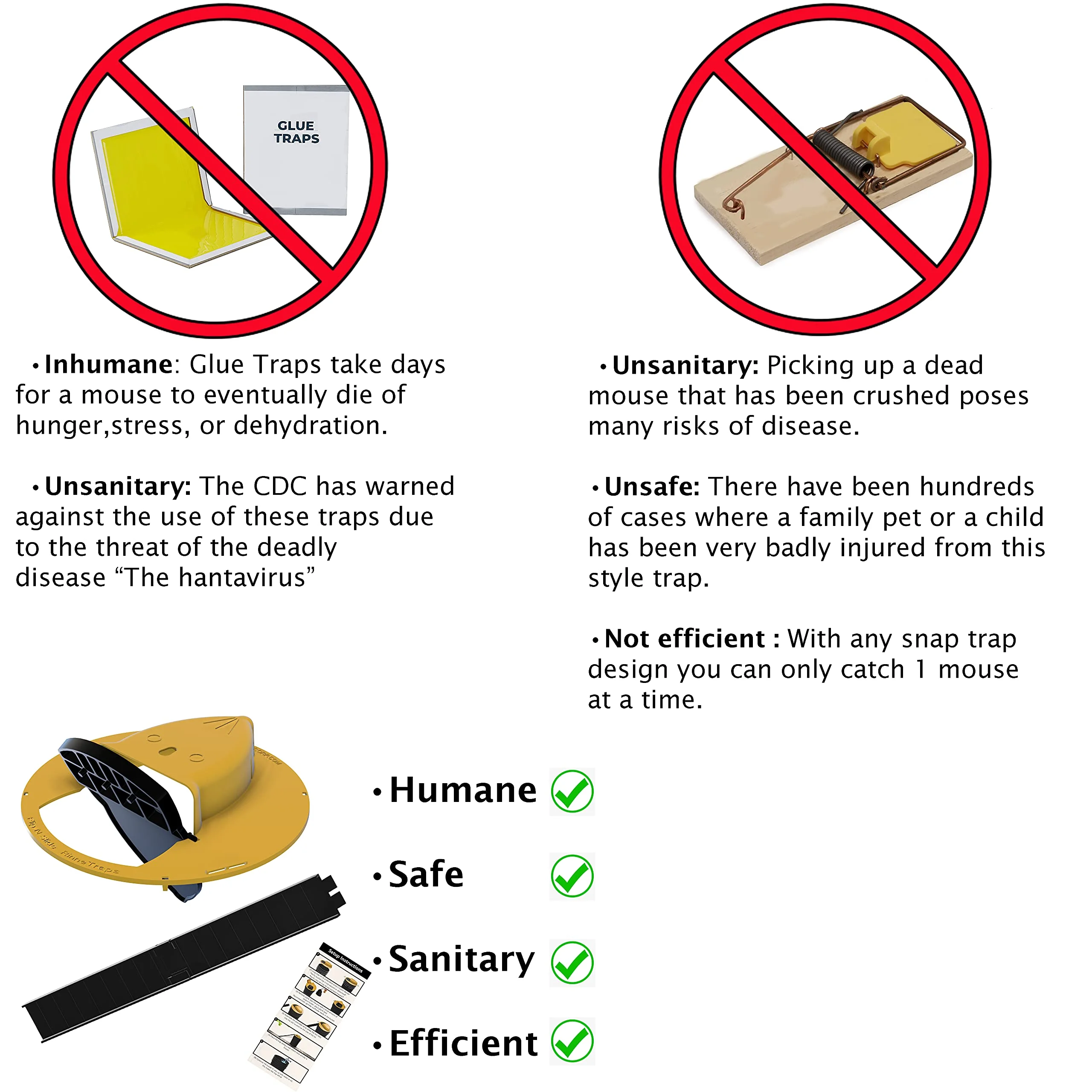 Reusable Pest Control  No Kill Multi-Catch Live Bucket  Mouse Trap Flip Slide Killer for Home Use