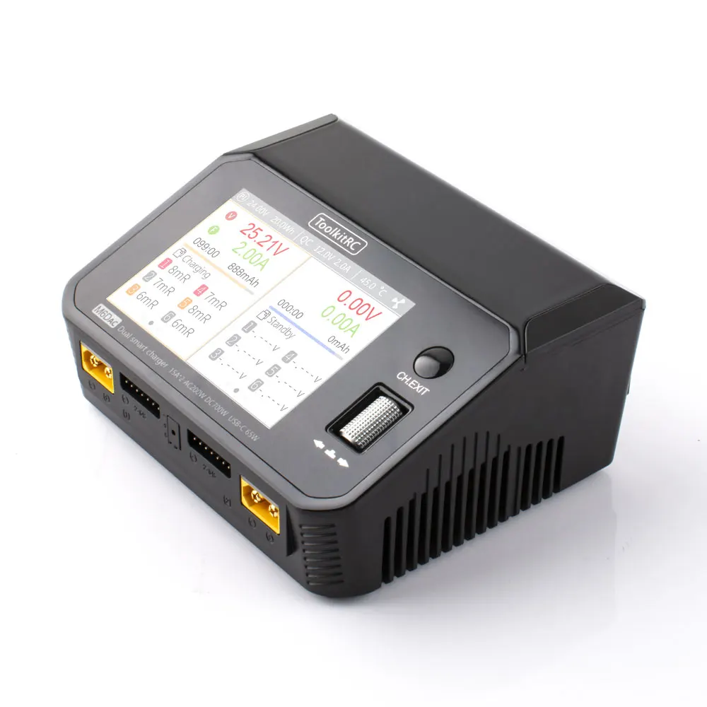 ToolkitRC M6DAC 350W x 2 USB-C 65W AC DC двойное умное зарядное устройство разрядка батареи 15A для 1-6S Lipo LiHV Lion NiMh Pb Cell