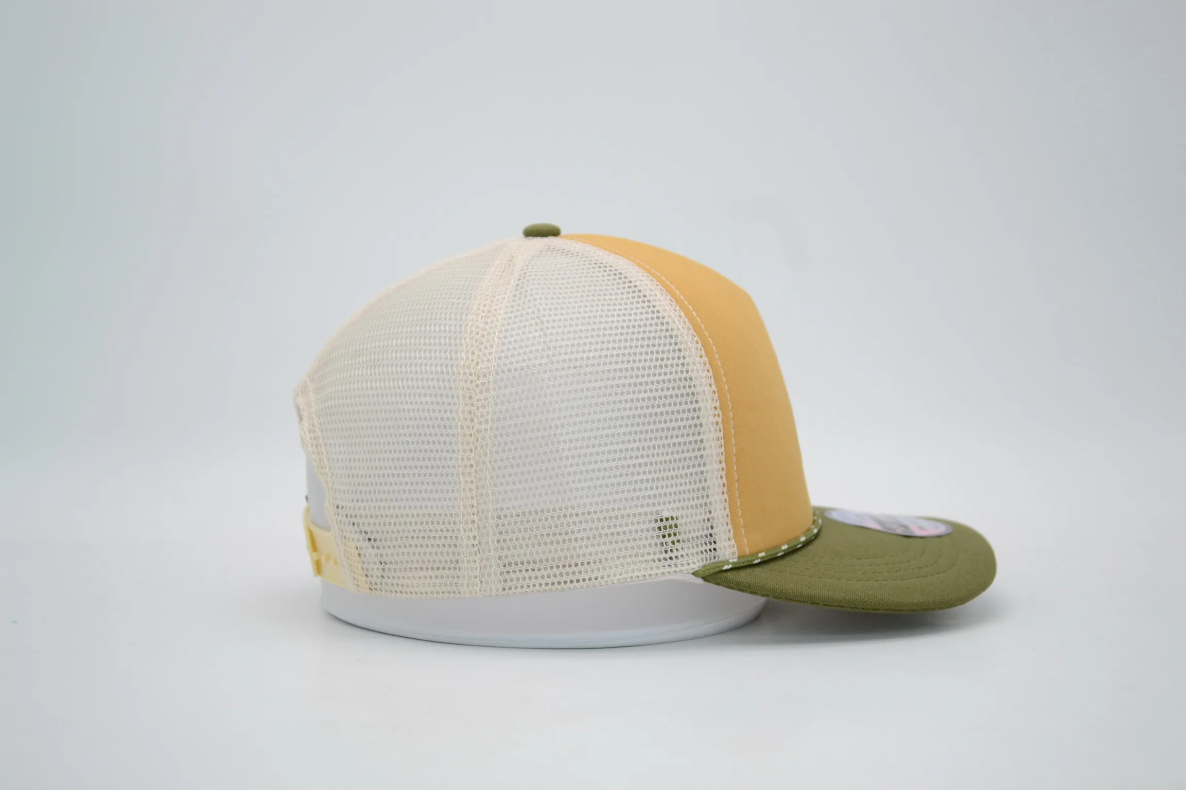 Custom rope strap 5 panel foam trucker cap with printing  logo and sticker on brim